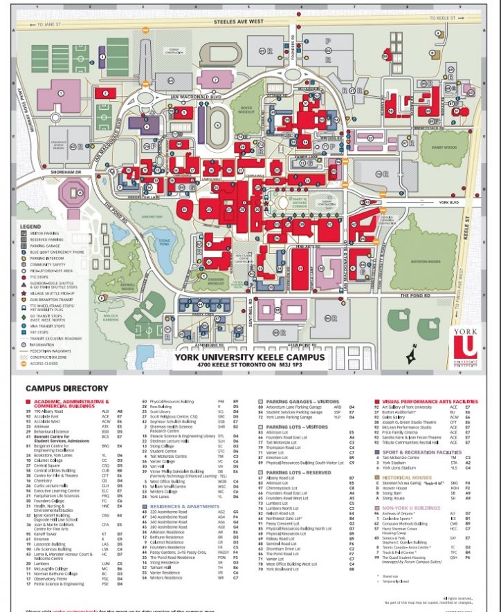 Keele Campus Map York University – Connecting Canada